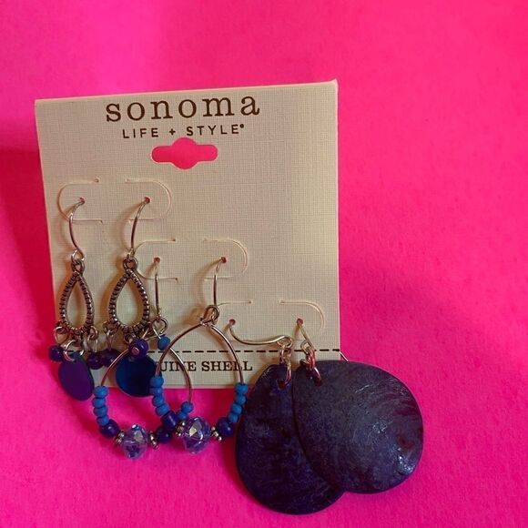 💥Sonoma 3 pairs of silver tone and teal Dangle Drop Earrings - Picture 8 of 8
